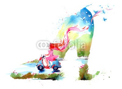 okalinichenko, summer (sommer, motorrad, lebensstil, erwachsen, verkehr, leute, schuh, motor, weiblich, reitend, leisure, betätigung, wolken, rosa, person, schönheit, travelling, 1, vehikel, draußen, haare, sport, abenteuer, schöner, straßen, sonne, verfärbt, jag)