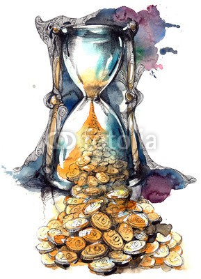 okalinichenko, time is money (zeit, geld, münze, sanduhr, finanz-, währung, konzept, glas, timer, kapitalanlage, business, wohlstand, münze, instrumente, sand, gold, banking, uhren, countdown, haufen, abbildung, wirtschaftliches, holz, herstellung, fortschritt, weiß, erfol)
