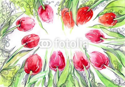 okalinichenko, tulips (frühling, blume, tulpe, draussen, hintergrund, rot, objekt, niemand, ín, grün, gelb, lila, gruppe, verfärbt, weiß, schnitt, schöner, draußen, sunlight, führung, wachsen, floral, blume, blütenblätter, tage, horizontale, life, sonne, jahreszei)