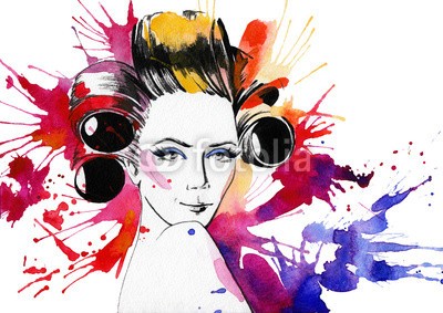okalinichenko, woman wearing curlers (pflege, haare, lockenstab, gewalzt, pinup girl, blond, attraktiv, ärmellos, exemplar, weiß, im, rot, braun, erwachsen, kopf, korsett, lockenstab, kurvig, vignette, glamour, orange, treatment, 1, weiblich, grau, flirten, close-up, wege, damenunterwäsch)