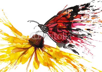 okalinichenko, Butterfly on the flower (schmetterling, blume, grafik, malerei, malen, kunst, platsch, entladen, schönheit, orange, hintergrund, ín, floral, freiheit, abbildung, entwerfen, isoliert, frühling, weiß, blühen, insekt, pflanze, schmetterling, natur, unkraut, fliege, blume, herbs)