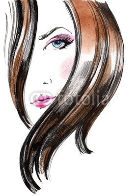 okalinichenko, lock of hair (schönheit, haare, jung, weiblich, frau, gestalten, erwachsen, gesicht, stil, weiß, schöner, attraktiv, braun, kaukasier, frisur, glamour, lippen, isoliert, menschlich, lächeln, frau, brünett, hübsch, hübsch, schauend, zuversicht, mädchen, verfärb)