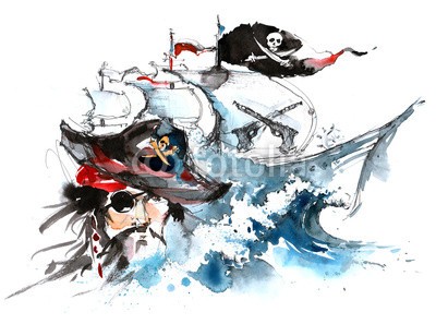 okalinichenko, pirates (pirat, abbildung, menschlich, schwert, auge, leute, kostüm, patch, gräte, totenkopf, kunst, gefahr, konzept, malerei, zeichen, schwarz, kleidung, chapeau, seeräuber, zeitabschnitt, kapitän, traditionell, warnung, fahne, schnitt, draussen, entwerfe)