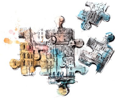 okalinichenko, puzzles (architektur, uralt, stadt, rätseln, gebäude, alt, town, stadt, geschichte, konzept, urbano, kultur, ideen, leute, haus, straße, fenster, szene, strukturen, traditionell, spiel, stück, abbild, leisure, bestellen, puzzle, meldung, geformt, stadttei)