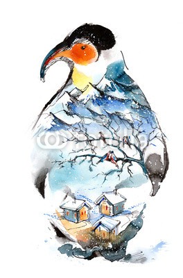 okalinichenko, winter (schnee, szene, formular, pinguin, winter, natur, reisen, dorf, alps, urlaub, reiseziel, landschaftlich, abbildung, berg, wohn, strukturen, landschaft, kalt, tier, locations, vögel, weihnachten, chalet, malerei, resort, baum, tage, jahreszeit, gebäud)