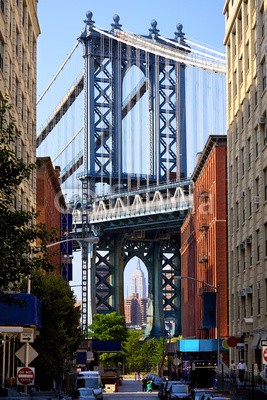 Oleksandr Dibrova, Manhattan Bridge and Empire State Building, New York (manhattan, brÃ¼cke, new york, downtown, bronzo, amerika, gebÃ¤ude, architektur, autos, stadt, reiseziel, orientierungslichter, skyscraper, metropole, neu, drauÃŸen, zeichen, stahl, straÃŸe, aufschub, reisen, grossstadtherbst, uns, usa, yor)