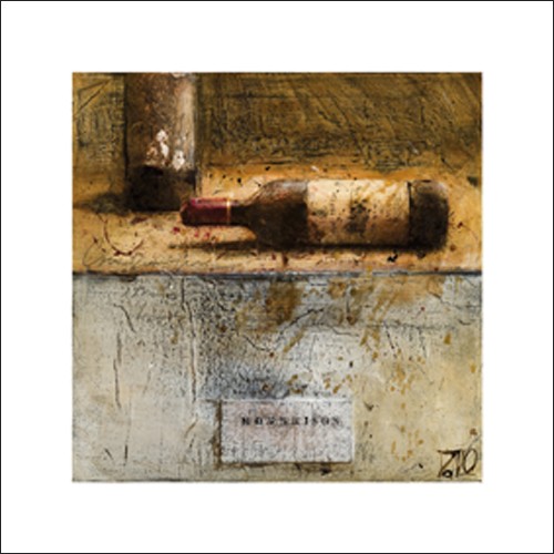 Olivier PAUL, Monbrison (Wein, Weinflaschen, Rotwein, Lagerspuren, Schmutz, modern, Malerei, Esszimmer, Bar, Weinkeller, bunt)