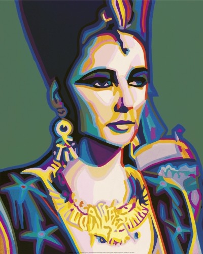 Opitz Werner, Liz (Malerei, Modern, Portrait, Liz Taylor, Filmstar, Star, Diva, Schauspielerin, Schönheit, Persönlichkeiten, Pop Art, Treppenhaus, Wohnzimmer, Kino, bunt)