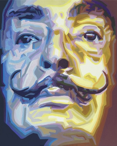 Werner Opitz, Dali (Malerei, Modern, Portrait, Salvatore Dali, Künstler, Schnurrbart, Persönlichkeiten, Pop Art, Treppenhaus, Wohnzimmer, Kino, bunt)