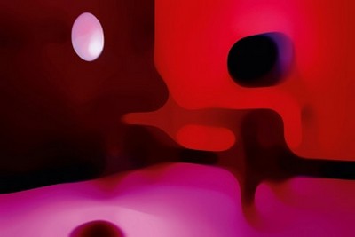 Ortwin Klipp, Evolution 856 (Fotokunst, Lichtpunkte, diffus, verschwommen, Büro, Business, Wohnzimmer, Wunschgröße, rot / pink)