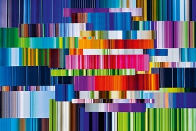 Ortwin Klipp, Lichtlinien 708 (Wunschgröße,Fotokunst, Lichtlinien, Collage, Streifen, Raster, Büro, Business, Wohnzimmer, bunt)