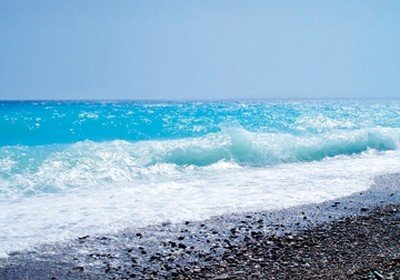 Ortwin Klipp, Pleasure (Fotokunst, Meer, Horizont, Wasser, brechende Wellen, Strand, Sonnenlicht, Einsamkeit, Licht, Klarheit, Wellness, Büro,  Wohnzimmer, blau)