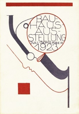 Oskar Schlemmer, Bauhaus-Ausstellung Postkarte (Bauhaus, Ausstellungsplakat, 1923, Grafik, Wunschgröße, Wohnzimmer, Treppenhaus, Malerei, bunt)