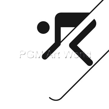 Otl Aicher, Abfahrt (Wunschgröße, Grafik, Symbol, Icon, Figurativ, Ski, Skiläufer, Sport, Wintersport, Piste, schwarz / weiß)