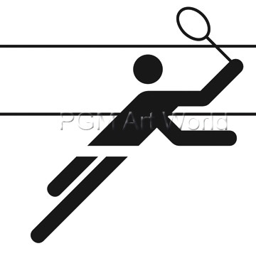 Otl Aicher, Badminton (Wunschgröße, Grafik, Symbol, Icon, Figurativ, Fitness,  Sport, Bewegung, Wettkampf, Sportler, schwarz / weiß)