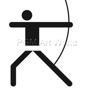 Otl Aicher, Bogenschießen (Wunschgröße, Grafik, Symbol, Icon, Figurativ, Fitness,  Sport, Konzentration, Ziel, Spannung, Ruhe, schwarz / weiß)