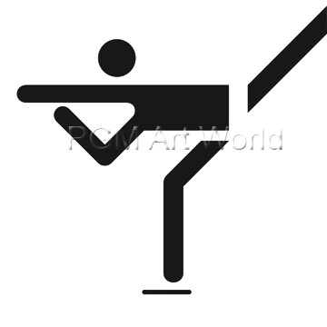 Otl Aicher, Eiskunstlauf (Wunschgröße, Grafik, Symbol, Icon, Figurativ, Fitness,  Sport, Bewegung, Eishalle, Schlittschuh, Läufer, Tanz, Eleganz, schwarz / weiß)