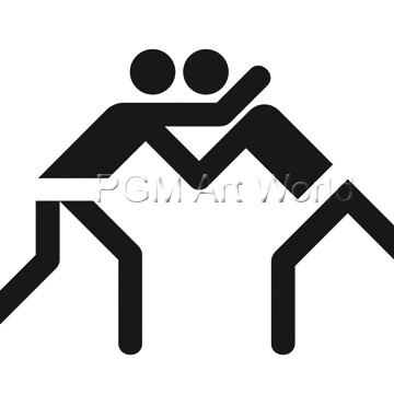 Otl Aicher  Ringen (Wunschgröße, Grafik, Symbol, Icon, Figurativ, Fitness,  Sport, Bewegung, Kampf, Kampfsport, schwarz / weiß)