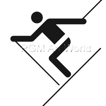 Otl Aicher  Slalom (Wunschgröße, Grafik, Symbol, Icon, Figurativ, Fitness, Sport, Bewegung, Geschicklichkeit, Kondition, Wintersport, Tore, Wendigkeit,  Konzentration, schwarz / weiß)