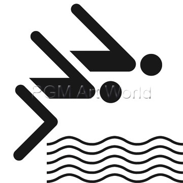 Otl Aicher  Schwimmen (Wunschgröße, Grafik, Symbol, Icon, Figurativ, Fitness, Sport, Bewegung, Ausdauer, Wassersport, Schwimmer, Schwimmen, Wassersport, Freizeitsport, schwarz / weiß)