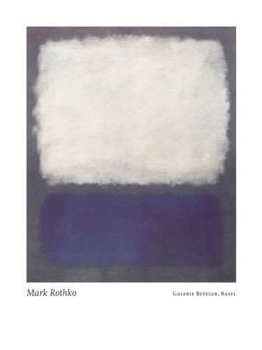 Mark Rothko, Blue and grey, 1962 (Abstrakte Malerei, abstrakter Expressionismus, meditativ, Farbfelder, verschwommen, Farbwolken, Farbschleier, Transparenz, Klassische Moderne, Büro, Business, Wohnzimmer, blau / grau)
