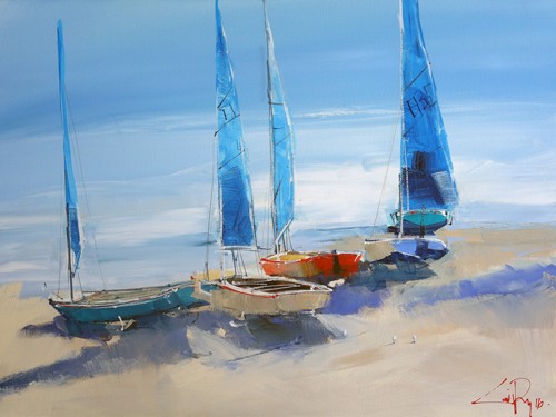 Craig Trewin Penny, Before the Sail (Segelboote, Boote, Meeresbrise, Strand, Meer, Sommer, Urlaub, Wassersport, Wohnzimmer, Treppenhaus, Badezimmer, Malerei, Wunschgröße, bunt)