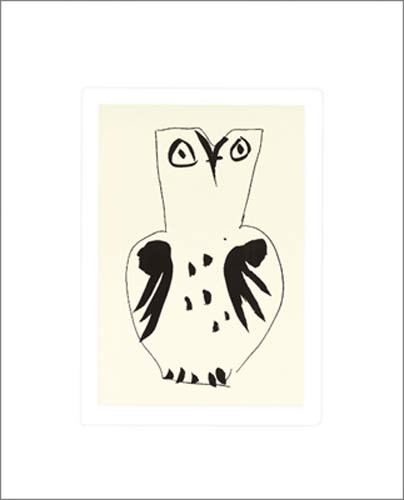 Pablo Picasso, Chouette (Büttenpapier) (Klassische Moderne, Zeichnung, minimalistisch, Vogel, Eule,  Wohnzimmer, Treppenhaus, schwarz / weiß)