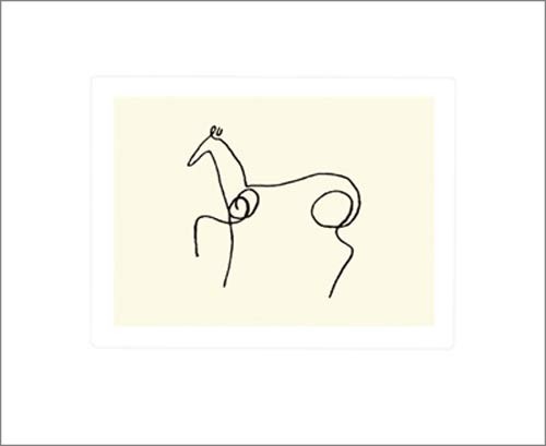 Pablo Picasso, Le cheval (Büttenpapier) (Klassische Moderne, Zeichnung, minimalistisch, Tier, Pferd, Einstrichzeichnung, Wohnzimmer, Treppenhaus, Arztpraxis, schwarz / weiß)