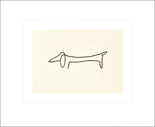 Pablo Picasso, Le Chien (Büttenpapier) (Klassische Moderne, Zeichnung, minimalistisch, Tier, Hund, Dackel, Einstrichzeichnung,  Jugendzimmer, Wohnzimmer, Treppenhaus, Arztpraxis, schwarz / weiß)