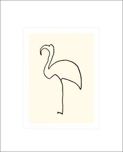 Pablo Picasso, Le flamand rose (Büttenpapier) (Klassische Moderne, Zeichnung, minimalistisch, Vogel, Flamingo, Einstrichzeichnung, Wohnzimmer, Treppenhaus, Arztpraxis, schwarz / weiß)