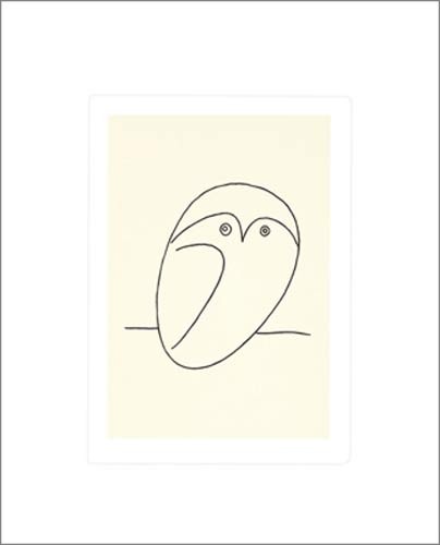 Pablo Picasso, Le hibou (Büttenpapier) (Klassische Moderne, Zeichnung, minimalistisch, Vogel, Eule, Jugendzimmer, Wohnzimmer, Treppenhaus, Arztpraxis, schwarz / weiß)
