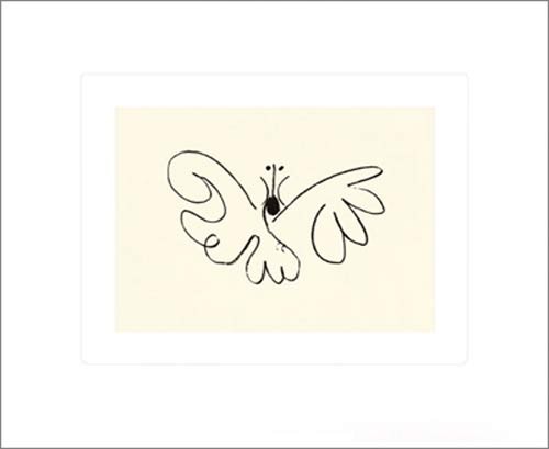 Pablo Picasso, Le Papillon (Büttenpapier) (Klassische Moderne, Zeichnung, minimalistisch, Tier, Insekt, Schmetterling, , Wohnzimmer, Treppenhaus, Arztpraxis, schwarz / weiß)