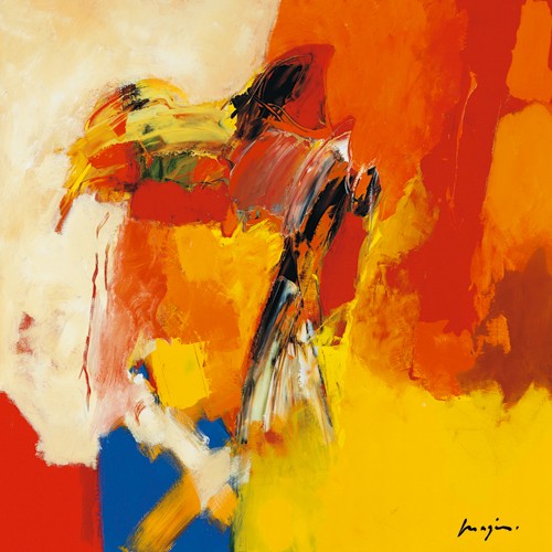 Pascal Magis, Orange (Abstrakt, Abstrakte Malerei, pastos, gespachtelt, Modern, Business, Büro, Arztpraxis, Wohnzimmer, Wunschgröße, bunt)