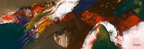 Pascal Magis, Terre brule II (Abstrakt, Abstrakte Malerei, pastos, gespachtelt, Modern, Business, Büro, Arztpraxis, Wohnzimmer, Wunschgröße, bunt)