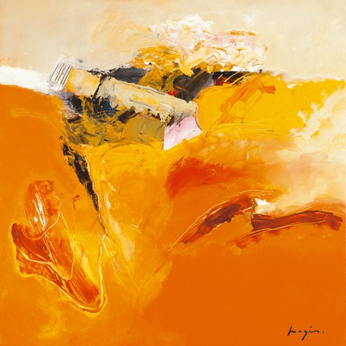 Pascal Magis, Variations abstraites III (Abstrakt, Abstrakte Malerei, pastos, gespachtelt, Modern, Business, Büro, Arztpraxis, Wohnzimmer, Wunschgröße, orange/beige)