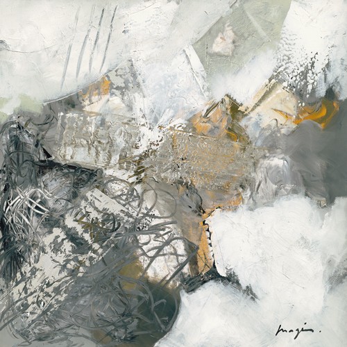 Pascal Magis, Variations abstraites VI (Abstrakt, Abstrakte Malerei, pastos, gespachtelt, Modern, Business, Büro, Arztpraxis, Wohnzimmer, Wunschgröße, grau/weiß)