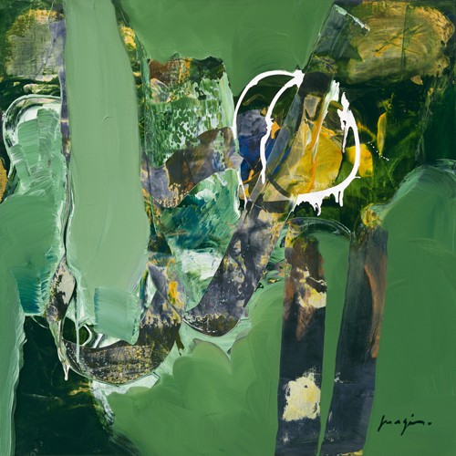 Pascal Magis, Variations abstraites XIII (Abstrakt, Abstrakte Malerei, pastos, gespachtelt, Modern, Business, Büro, Arztpraxis, Wohnzimmer, Wunschgröße, grün)