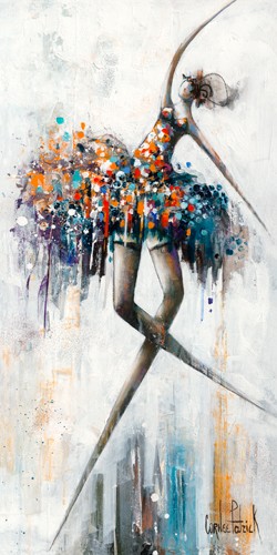 Patrick Cornée, Jazzy and Glamour (Tänzerin, Ballett, lange Beine, Jugendzimmer, Wohnzimmer, Schlafzimmer, Flur, Figurativ, Wunschgröße, modern, bunt, abstrahiert)