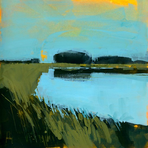 Paul Bailey, Still Waters (Wunschgröße, Malerei, Impression, Landschaft, See, Schilf, Ruhe, Einsamkeit, Wohnzimmer, Büro, bunt)