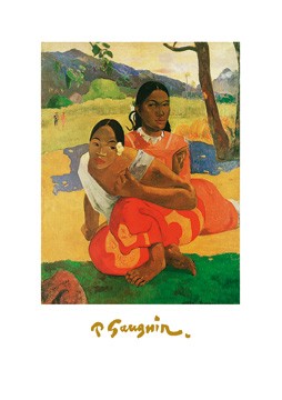 Paul Gauguin, Deux Tahitiennes (Klassische Moderne, Impressionismus, Malerei, Landschaft, Tahiti, Ethnisch, Frauen, Wohnzimmer, Schlafzimmer, bunt)
