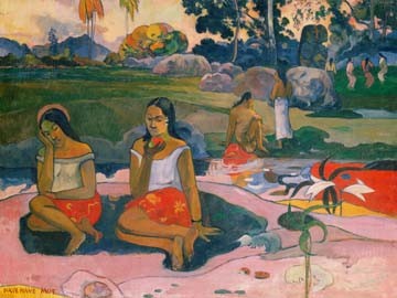Paul Gauguin, Nave Nave Moe (Wunschgröße, Klassische Moderne, Impressionismus, Malerei, Landschaft, Tahiti, Ethnik, Frauen, Ruhe, Schlaf, Müdigkeit, Wohnzimmer, Schlafzimmer, bunt)
