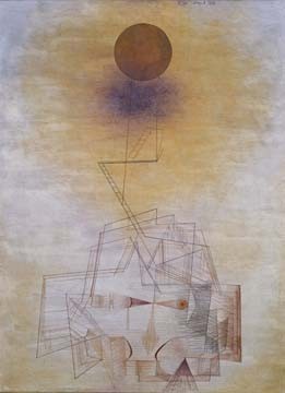 Paul Klee, Grenzen des Verstandes (Malerei, surreal, figurativ, Mensch, Kopf, Denken, Phantasie, Linien, Leiter, Kugel, Klassische Moderne,  Wohnzimmer, Arztpraxis, bunt)