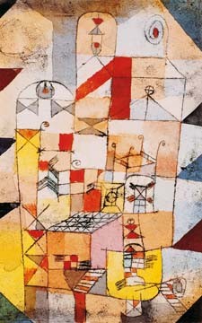 Paul Klee, Haus Inneres (Wunschgröße, Malerei, Konstruktivivsmus, Haus, Zimmer, Interieur,   Klassische Moderne, Schlafzimmer, Wohnzimmer,bunt)