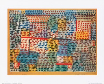 Paul Klee, Kreuze und Säulen (Malerei, Abstrakte  Malerei, abstrakt, abstrakte Formen, Muster, Säulen, Klassische Moderne,  Wohnzimmer, Arztpraxis, Büro, bunt)
