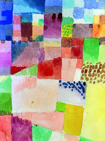 Paul Klee, Motiv aus Hammamet (Wunschgröße, Malerei, Konstruktivismus,  geometrische Formen, Farbflächen, Klassische Moderne,  Wohnzimmer, Arztpraxis, Büro, Business, bunt)