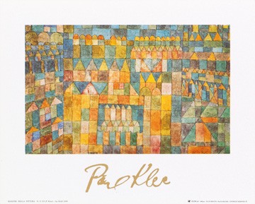 Paul Klee, Tempelviertel von Pert, 1928 (Malerei, Konstruktivismus,  geometrische Formen, Farbflächen, Klassische Moderne,  Wohnzimmer, Arztpraxis, Büro, Business, bunt)