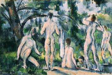 Paul Cézanne, Etude de beigneurs (Impressionismus, Badende, Nackte, Landschaft, Rückenakte, Sommer, Klassiker, Schlafzimmer, Wohnzimmer, Wunschgröße, bunt)