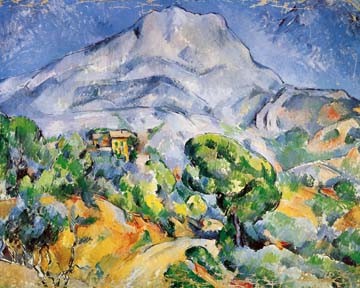 Paul Cézanne, Montagne Saint-Victoire (Impressionismus, Landschaft, Berge, Gebirge, Frankreich, Treppenhaus, Arztpraxis, Klassiker, Wohnzimmer, Wunschgröße, bunt)