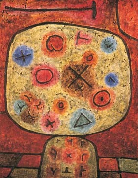 Paul Klee, Und sollte ich sterben, dann le (Malerei, Abstrakte  Malerei, abstrakt, abstrakte Formen, Ornamente, Muster,  Klassische Moderne,  Wohnzimmer, Arztpraxis, Büro, bunt)