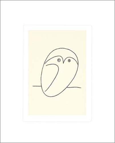 Pablo Picasso, Le hibou (Büttenpapier) (Klassische Moderne, Zeichnung, minimalistisch, Vogel, Eule, Jugendzimmer, Wohnzimmer, Treppenhaus, Arztpraxis, schwarz / weiß)